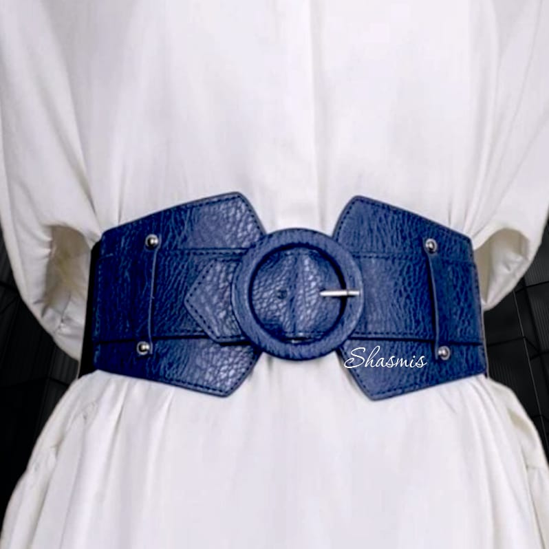 Blue Broad Leather Belt