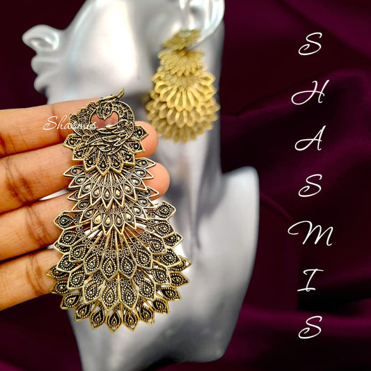Peacock Layer Gold Earrings