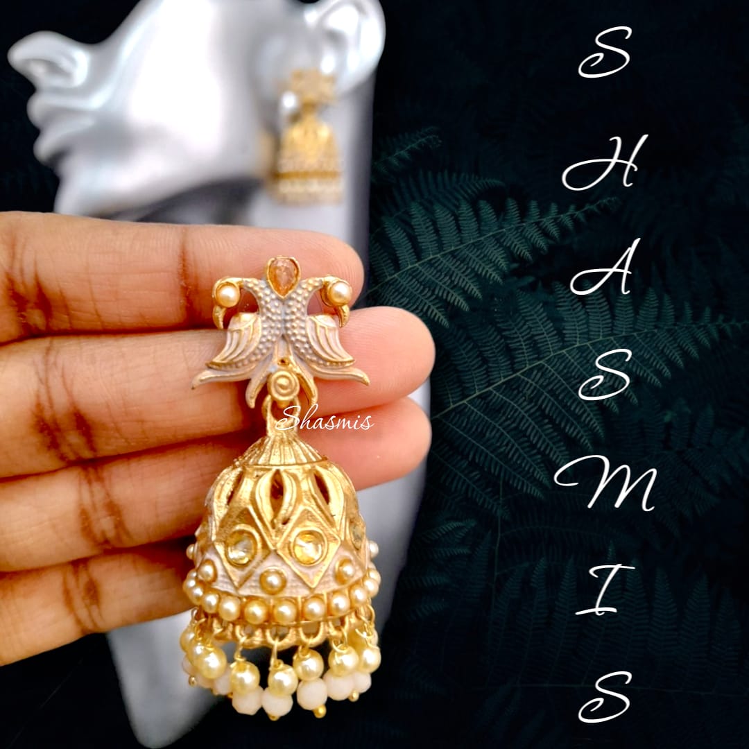 Matte Gold Plated Jhumka Earrings