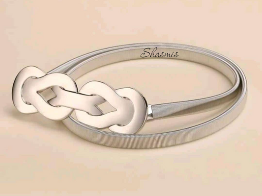 Silver Stretchable Belt