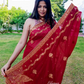 Dark Red Color Saree with Golden Thread Work On Border