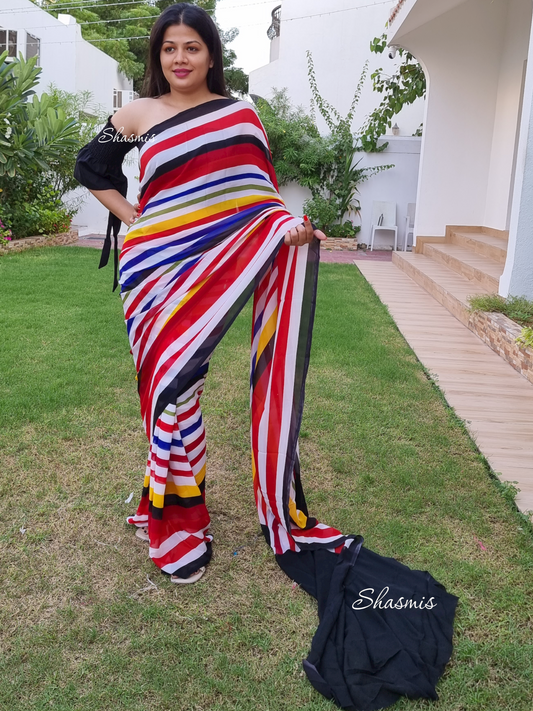Multi Color Georgette Saree