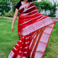 Red and Silver Organza Silk Saree, Premium Quality