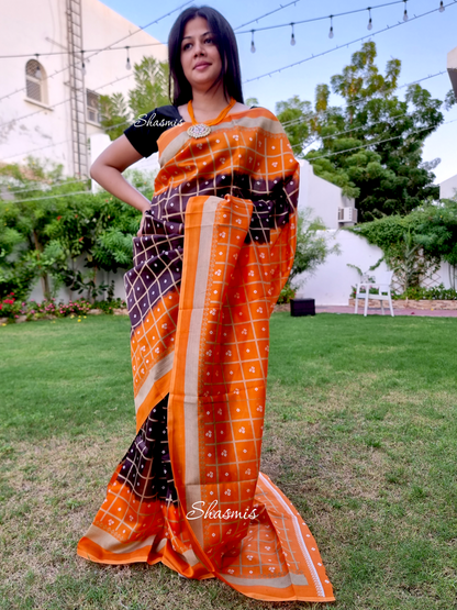 Checks Bandhani Silk Saree
