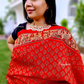 Red and Off White Color Soft Silk Saree