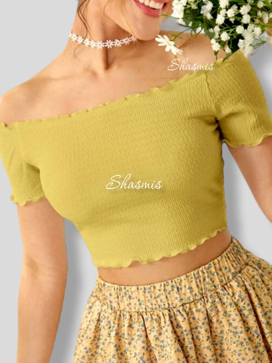 Off Shoulder Georgette Blouse With Ruffle Detail