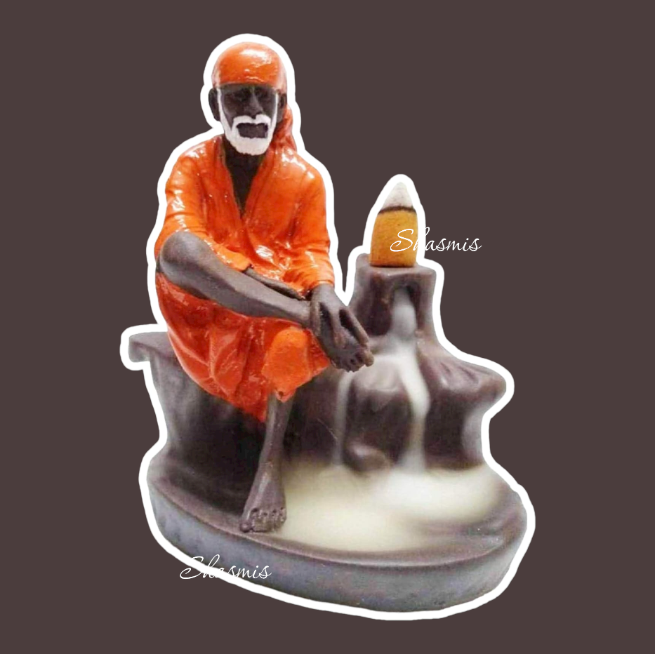 Sai Baba Idol Smoke Fountain, Includes 10 backflow incense