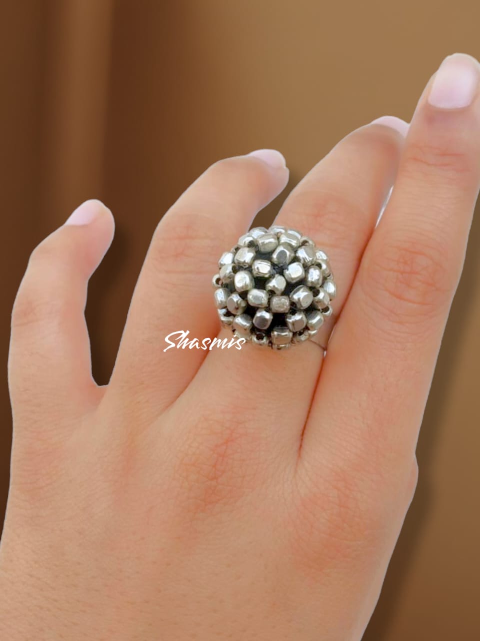 Sequin Ball Silver Ring