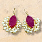 Druzy Stone Pearl Hanging Earrings
