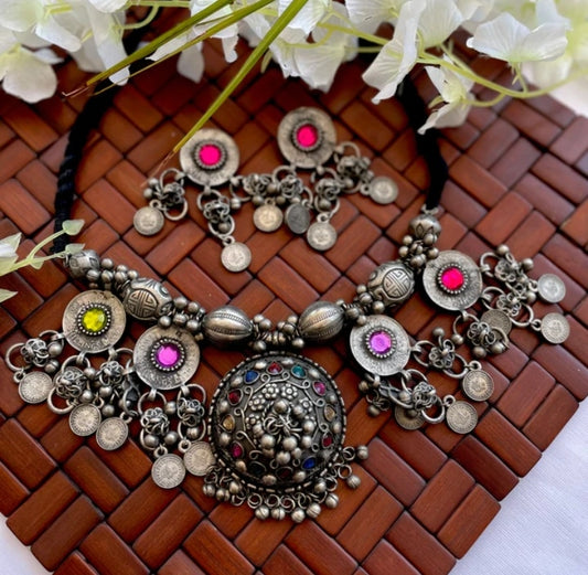 Afghani Oxidised Necklace With Earrings