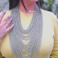 Silver Long Layer African Beads Necklace