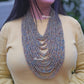 Olive Color Beads African Long Layer Necklace