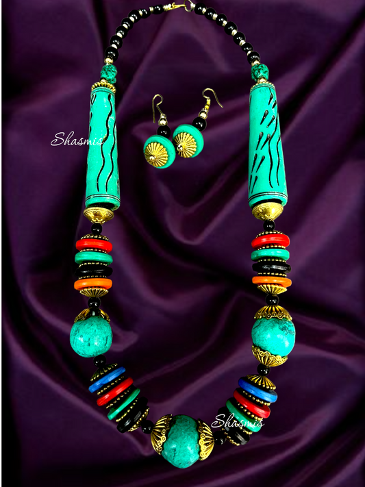 Tibetan Long Boho Jewellery With Earrings