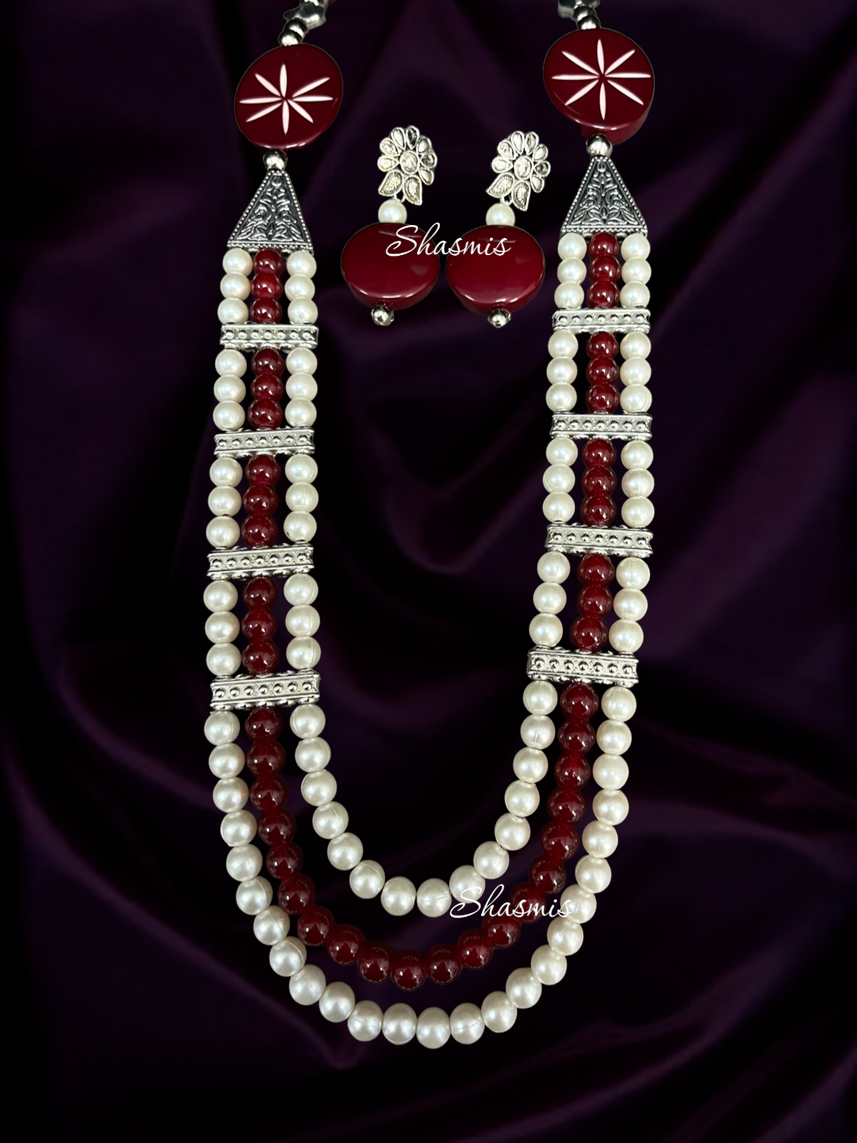 Long Pearl Fashion Tribal Necklace With Earrings