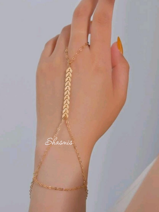 Gold Color Design Hand Harness, Pair