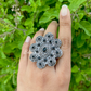 Color Stone Silver Huge Ring