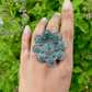 Color Stone Silver Huge Ring