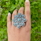 Color Stone Silver Huge Ring