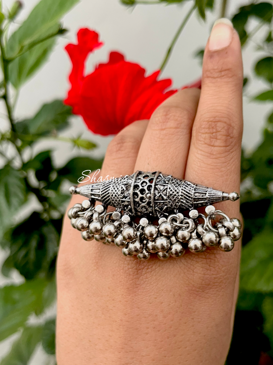 Silver Engraved Ghungroo Band Ring – Divine Raga