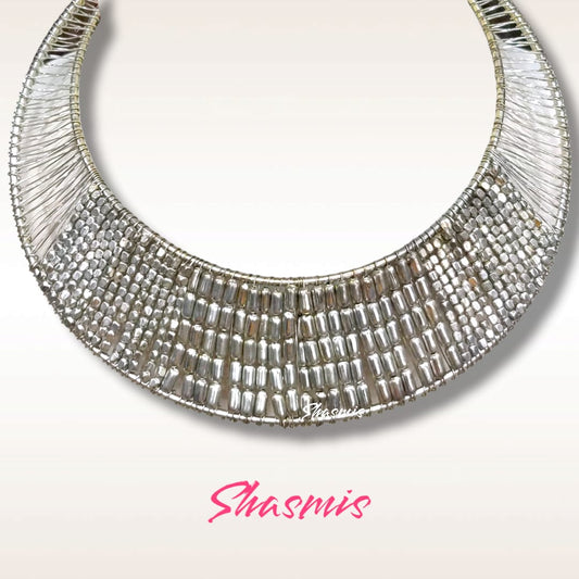 Silver Beads Statement Necklace