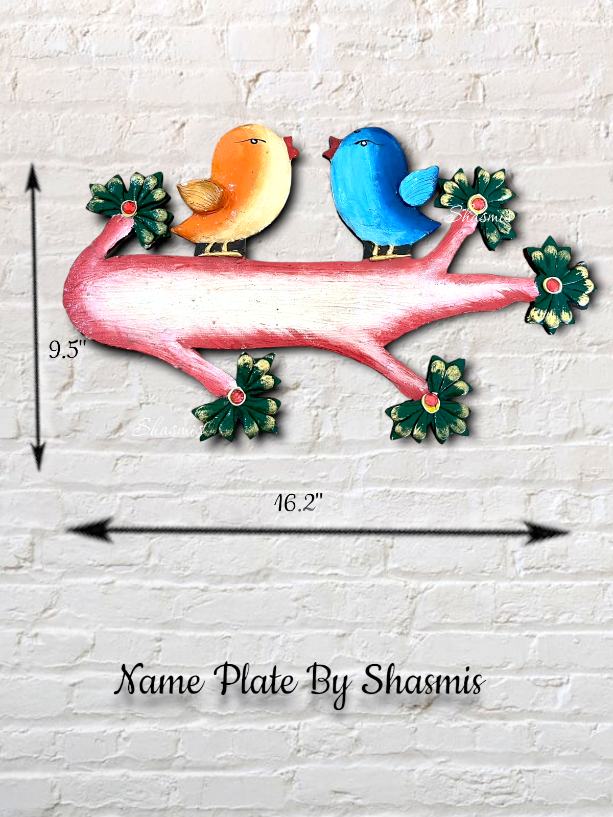 Love Birds Design Wooden Nameplate