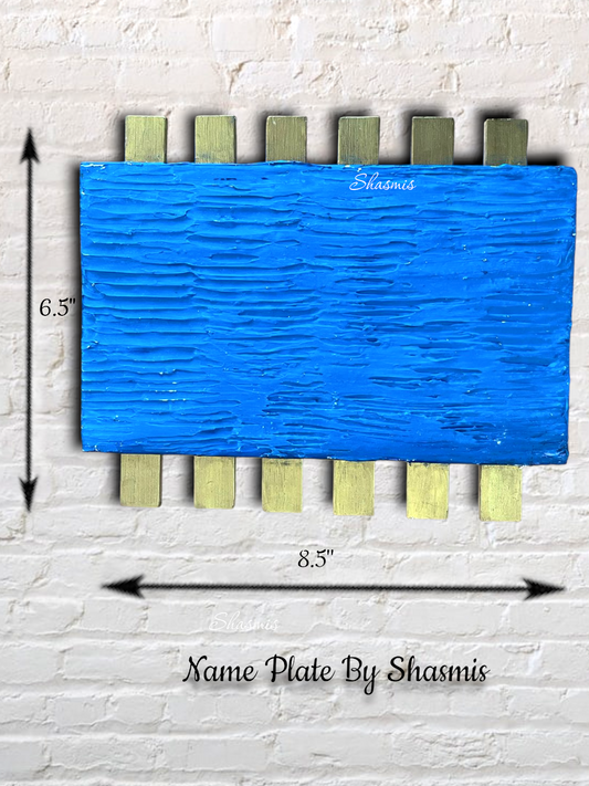 Blue Color Wooden Nameplate