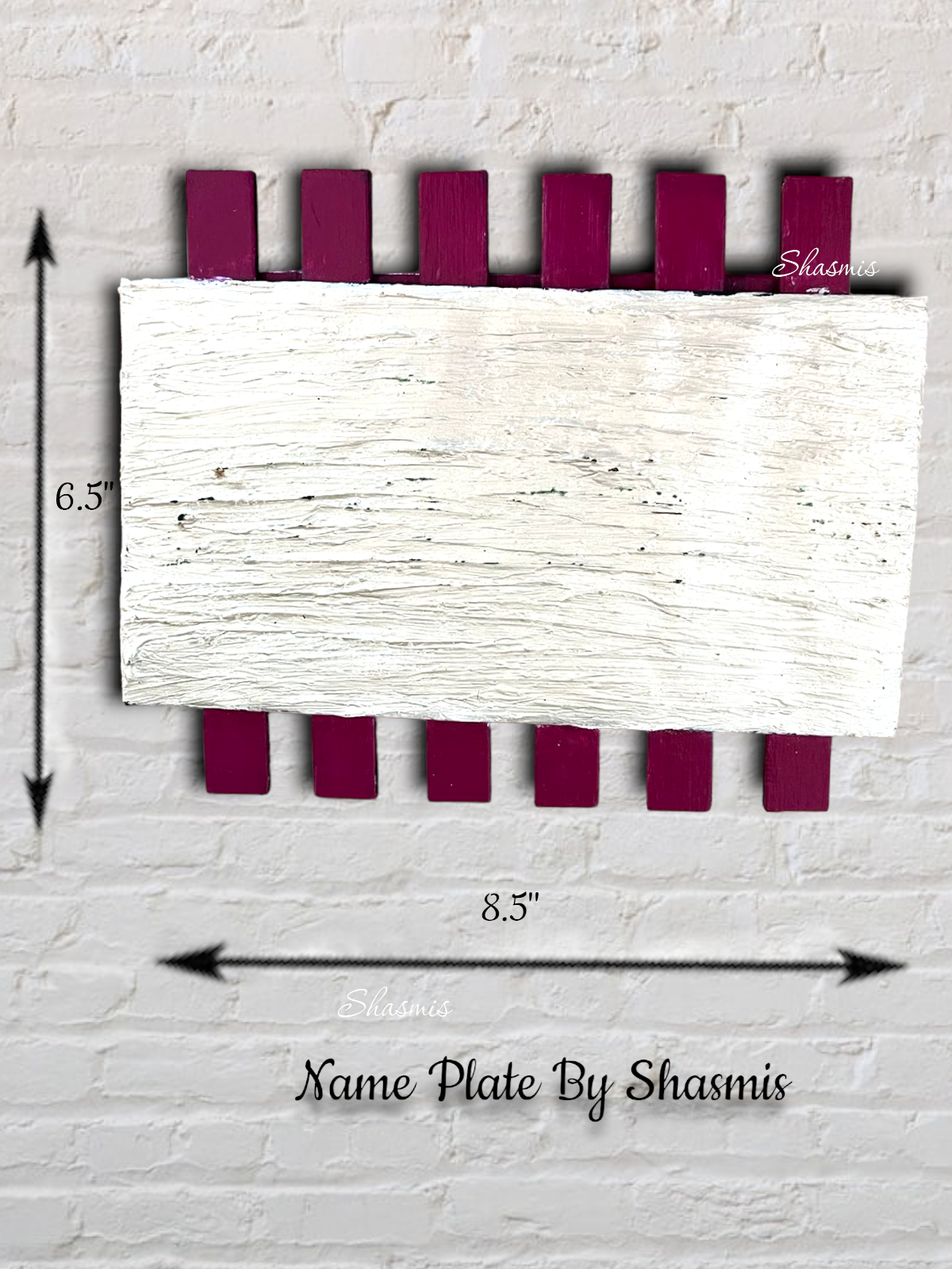 White and Pink Color Wooden Nameplate