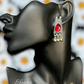 Red Stone Silver Oxidised Choker with Earrings