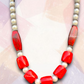 Red Color Boho Pearls Trendy Necklace With Earrings