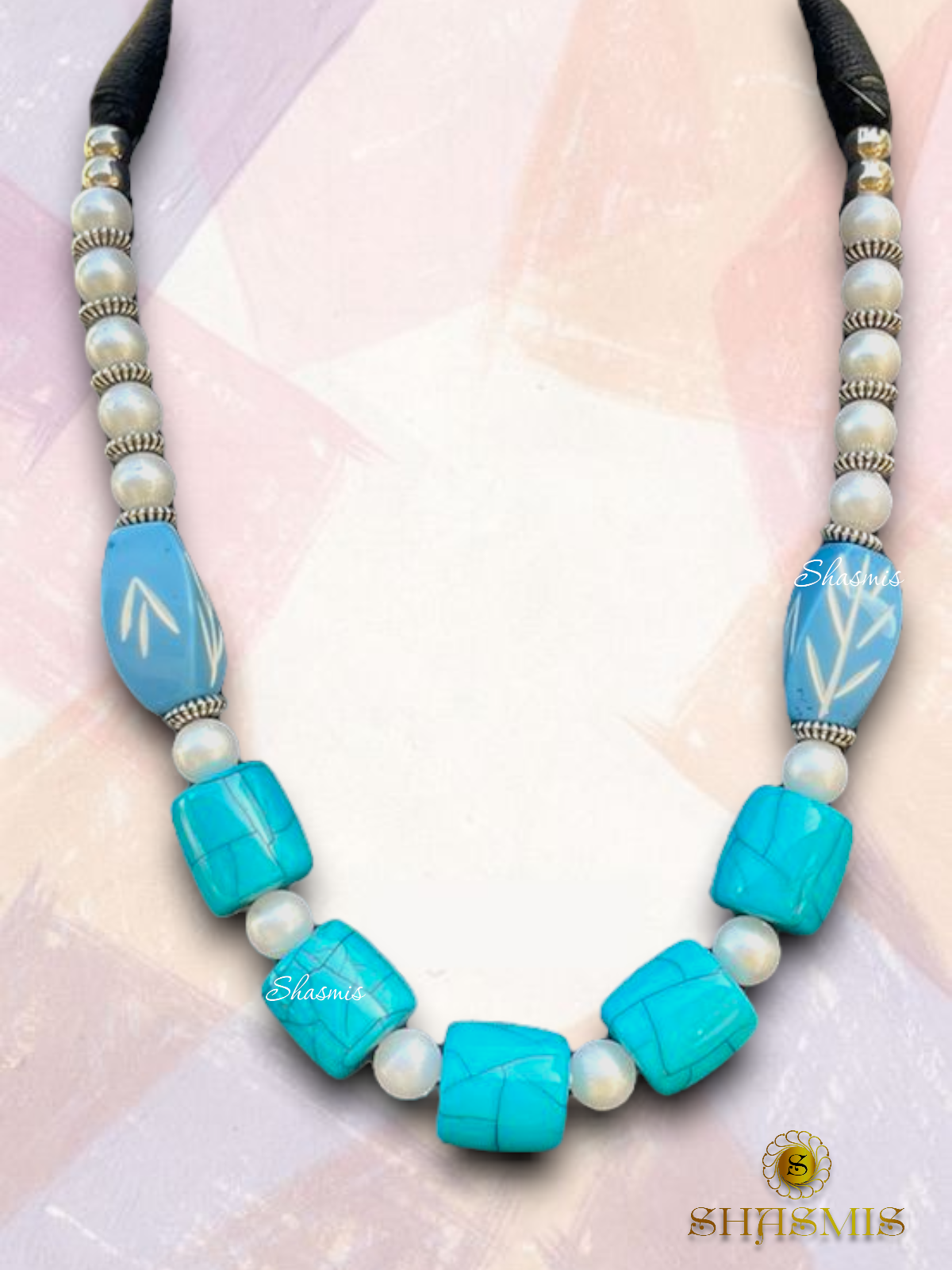 Sky Blue Color boho Trendy Necklace With Earrings