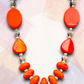 Orange Color Beads Boho Trendy Necklace With Earrings