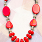 Red Color Beads Trendy Boho Necklace With Earrings