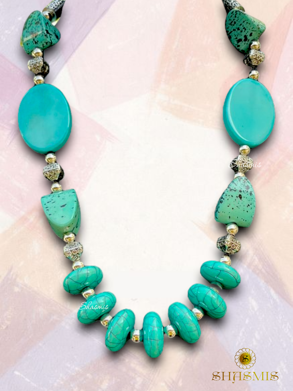 Sky Blue Color Beads Trendy Necklace