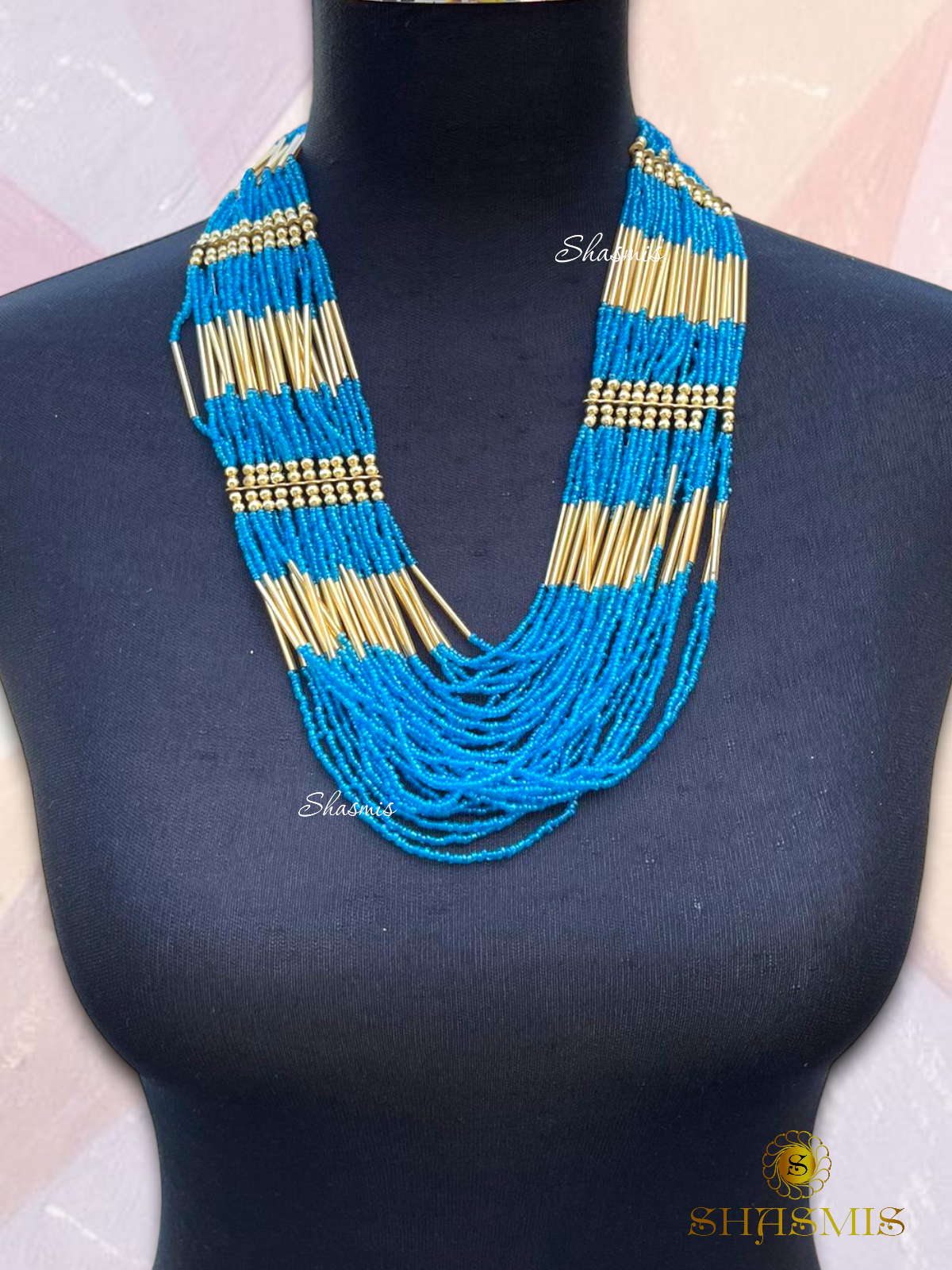 Blue Color Long Layer Boho Necklace