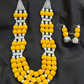 Yellow Color Beads Long Layer Pearl Necklace With Earrings