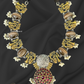 Brown Stone With Gold and Silver Polish Necklace and Earrings