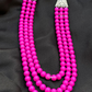Pink Punch Color Beads Long Trendy Necklace