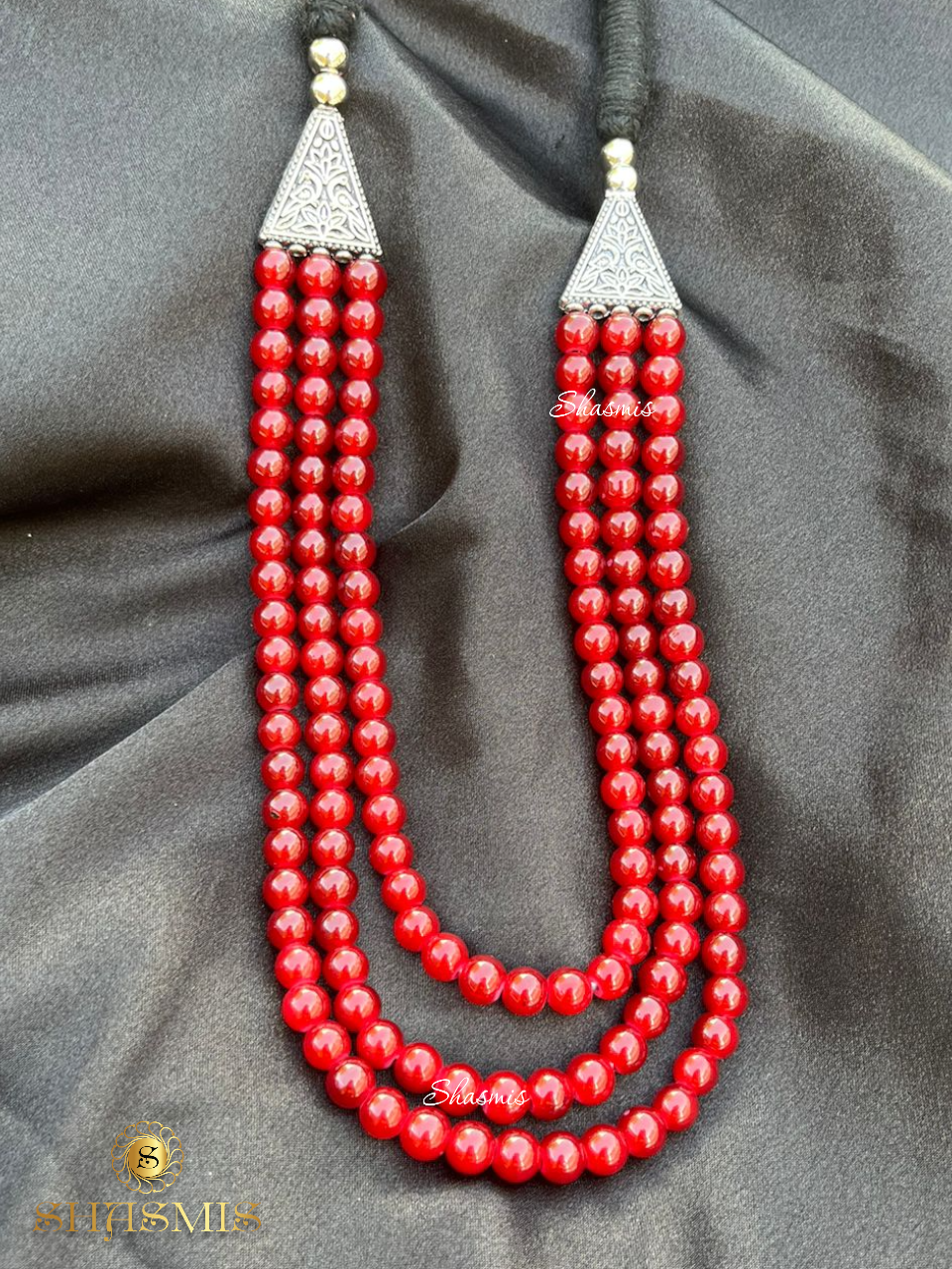 Maroon Color Beads Long Trendy Necklace