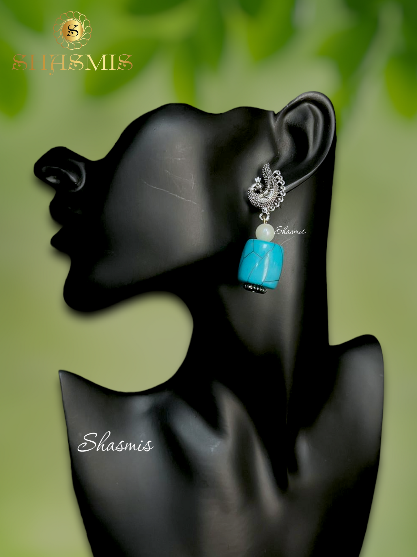 Sky Blue Color boho Trendy Necklace With Earrings