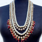 Maroon Color Long Layer Glass Kundan Necklace