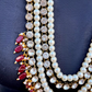 Maroon Color Long Layer Glass Kundan Necklace