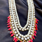 Red Color Beads Long Layer Glass Kundan Necklace