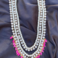 Pink Beads Glass Kundan Long Layer Necklace With Earrings