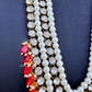 Red Color Beads Long Layer Glass Kundan Necklace