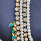 Green Color Beads Glass Kundan Layer Necklace With Earrings