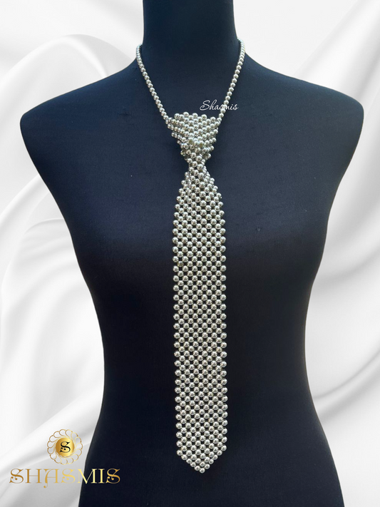 Silver Pearl Tie
