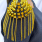 Golden Design Tassel Shoulder Brooch, Pair