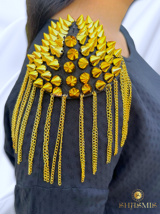 Golden Design Tassel Shoulder Brooch, Pair