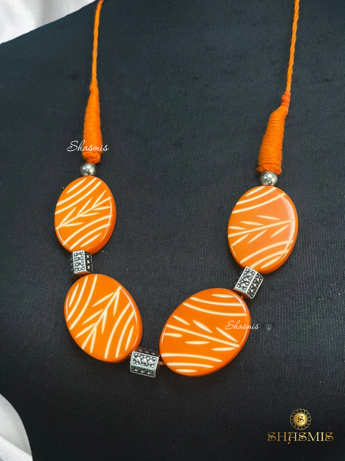 Orange Color Design Long Necklace