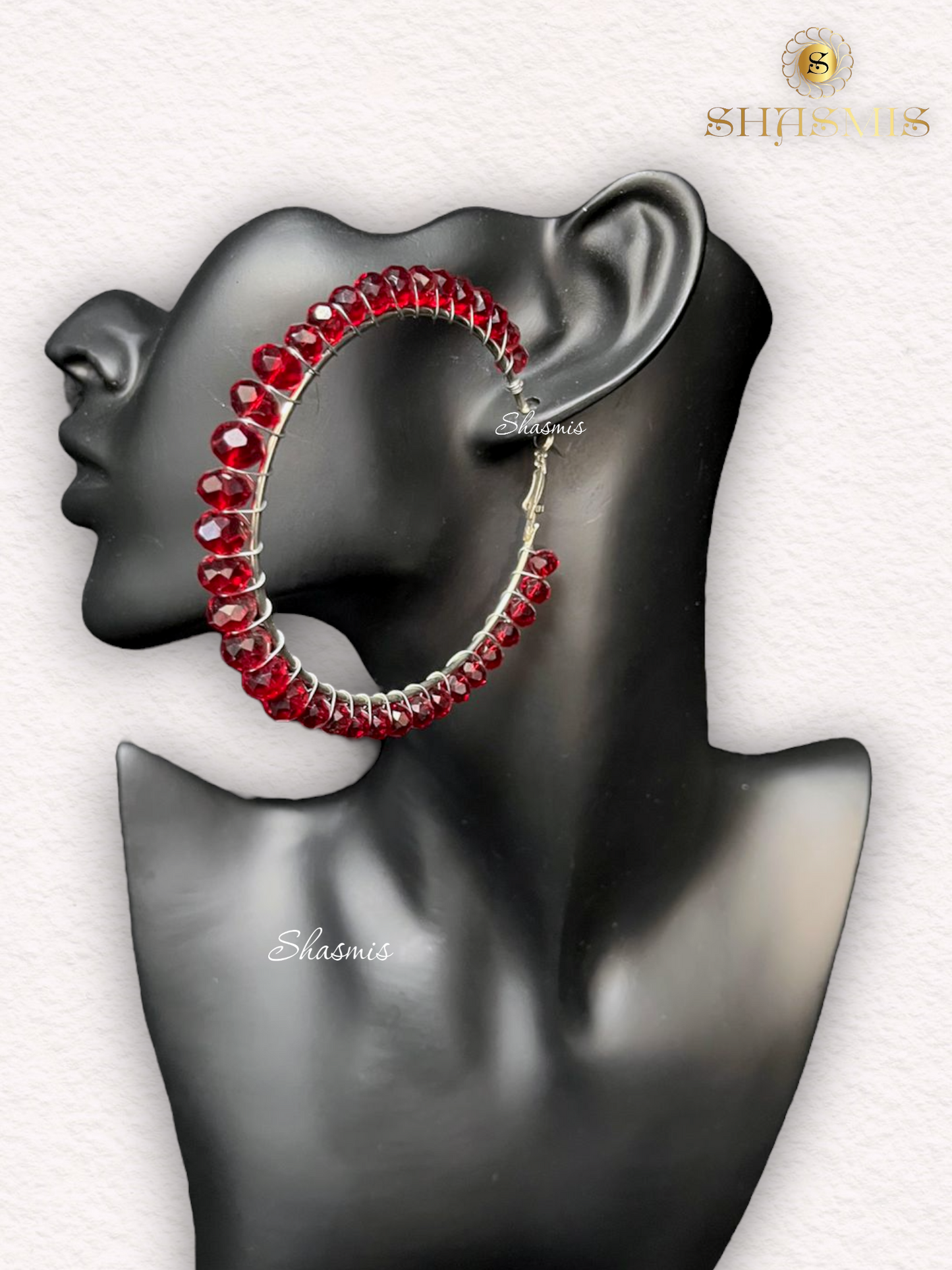 Red Pearls Humongous Earrings